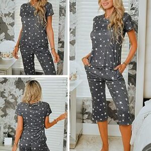 Ekouaer pajamas for women pjs set for women sleepwear capri pajamas set short sleeves womens pajama sets capri pjs