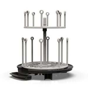 the first years spin stack bottle drying rack — black — 2-tier rotating countertop drying rack for up to 16 bottles — baby essentials for everyday use