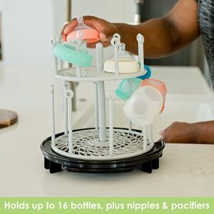 The First Years Spin Stack Bottle Drying Rack — Black — 2-Tier Rotating Countertop Drying Rack for Up to 16 Bottles — Baby Essentials for Everyday Use
