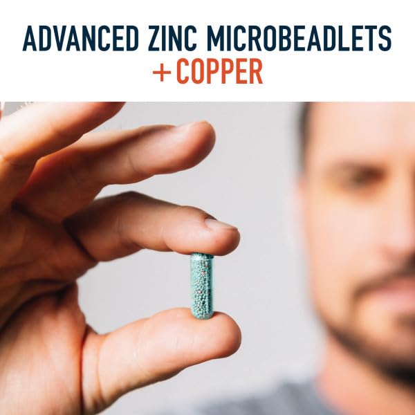 Zinc 30mg Microbeadlets with Copper | Highly Absorbable Zinc Bisglycinate & Orotate with 2mg Chelated Copper + Vitamin B6 | Vegan, Gluten-Free | Zinc Balance & Acne Support Supplements | 60 Capsules