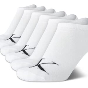 Calvin Klein Women’s Socks – Cushion No Show Socks (6 Pack), Size 4-10, White Monogram