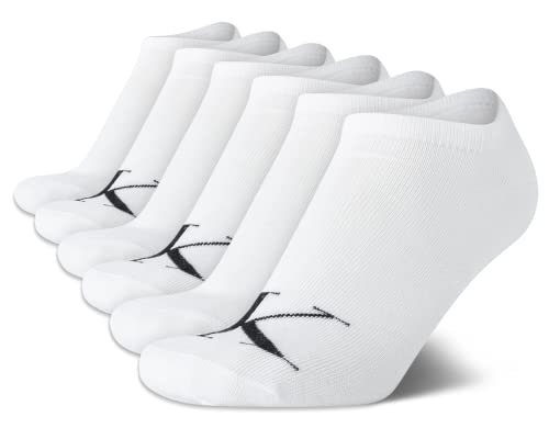 Calvin Klein Women’s Socks – Cushion No Show Socks (6 Pack), Size 4-10, White Monogram