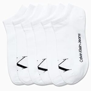 Calvin Klein Women’s Socks – Cushion No Show Socks (6 Pack), Size 4-10, White Monogram