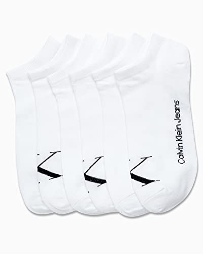 Calvin Klein Women’s Socks – Cushion No Show Socks (6 Pack), Size 4-10, White Monogram