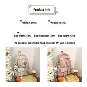 ZUCHON Kawaii Backpack with Cute Pendant & Pin,Large Capacity School Bags Aesthetic Backpacks for School Cute Bookbags (with Lunch Bag) Pink