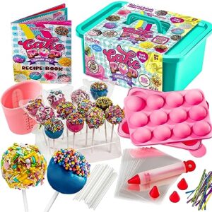 girlzone cake pop craze kit, kids baking set for kids ages 10-12 with cake pop mold, cake pop kit stand, cake pop gift bags and decorating pen, awesome baking gifts for kids and cakepops molds set