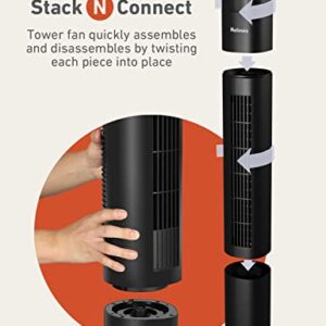 HOLMES STACK-N-CONNECT 45" Digital Tower Fan, ClearRead Display, Bonus Storage Bag, 90° Oscillation, 4 Speeds, 4 Modes, 8-Hour Timer, Home, Ideal for Bedroom or Office, Remote Control, Matte Black