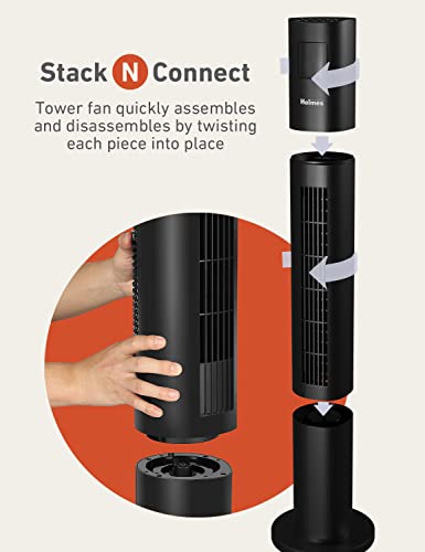 HOLMES STACK-N-CONNECT 45" Digital Tower Fan, ClearRead Display, Bonus Storage Bag, 90° Oscillation, 4 Speeds, 4 Modes, 8-Hour Timer, Home, Ideal for Bedroom or Office, Remote Control, Matte Black