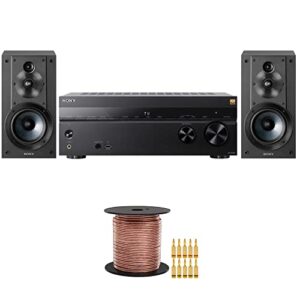 sony str-an1000 7.2 channel 8k av receiver with dolby atmos, dts:x bundle with sony sscs5 3-way 3-driver bookshelf speakers and 16awg speaker wire kit (3 items)