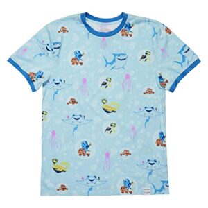 loungefly apparel: pixar finding nemo 20th anniversary bubbles unisex tee - size large