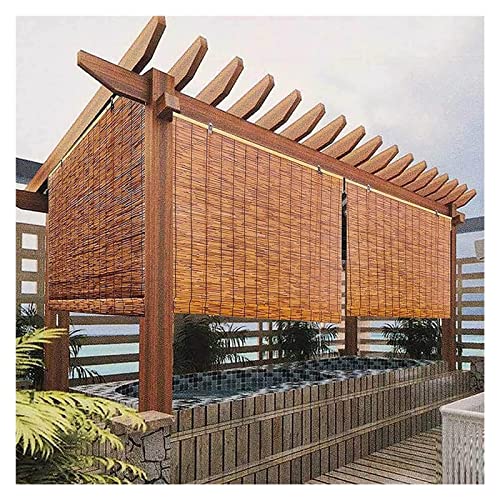 Roller Patio Blinds Outdoor Bamboo Shade, Light Filtering Patio Shade with Lifter, Window Blind Privacy, for Outdoor Porch VXHCS (Color : Brown, Size : 25x40in/64x102cm)