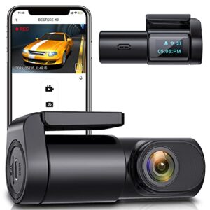 dash cam 1080p car camera, dash camera for cars, dash cam front with night vision, wifi car camera with app, 24h parking mode,motion detection,loop recording, 170°wide angle, g-sensor (x9)