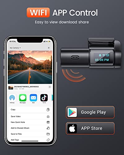 Dash Cam 1080P Car Camera, Dash Camera for Cars, Dash Cam Front with Night Vision, WiFi Car Camera with App, 24h Parking Mode,Motion Detection,Loop Recording, 170°Wide Angle, G-Sensor (X9)