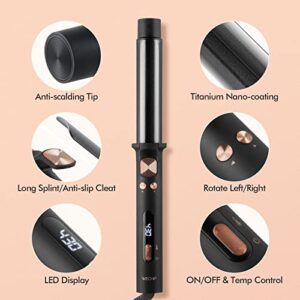 Rotating Curling Iron, WeChip 1.25 Inch Automatic Curling Iron, Curling Wand for Long Short Hair, Automatic Hair Curler with LED Display, Tourmaline Ceramic Barrel, 5-Temps (Up to 430°F), Dual Voltage