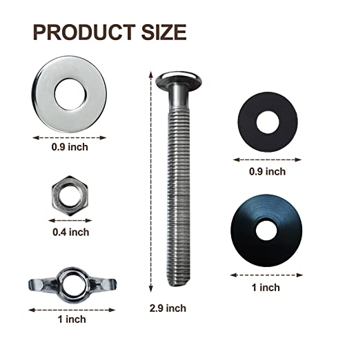 4PCS Universal Toilet Tank to Toilet Bolt Kit, Heavy-Duty Toilet Bolts,Toilet Bolts with Rubber, Metal Washers, and Butterfly Nuts,Waterproof, Rustproof and Durable