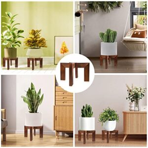 hismocal 2 Pack Wood Plant Stand Indoor Holders for Plants,Sturdy Flower Pot Stands Plants Shelf,Wooden Stool for Patio Plant Stand, Fit 5-18 Inch Variety Flower Pots,Easily Assemble