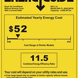 DELLA 6000 BTU Smart Window Air Conditioner with WiFi, GEO Auto Temp On/Off For Where You Are, Energy Star Certified, Remote/App Control, Quiet Operation, With Easy Install Kit, Cools 151-250 Sq.ft