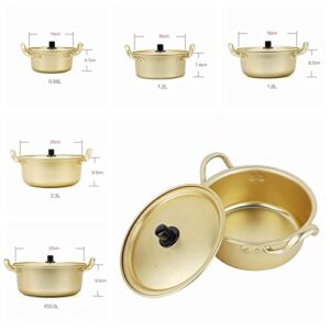 Korea Ramen Pot with Lid,Ramen Cooking Pot with Two Side Spouts Fast Heating for Kitchen Cookware Great for Soup, Curry, Pasta and Stew(14CM)