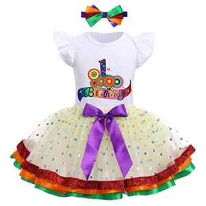 IBTOM CASTLE Baby Smash Cake Dress Girl - 2nd Birthday Outfit girl - Uno Baby Birthday Outfit - Boho Rainbow First Birthday Outfit Infant Hippie Bohemian Themed Party Supplies Blue - 1st birthday 1T