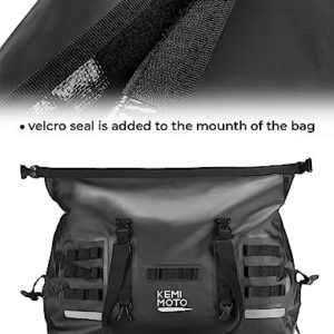 KEMIMOTO Motorcycle Dry Bag 50L, 500D PVC Waterproof Duffel Bag Motorcycle Luggage Travel Tail Bag Back Seat Rack Trunk Bag Comapatible with Touring Adventure for Motorcycle Trip Camping Rainproof