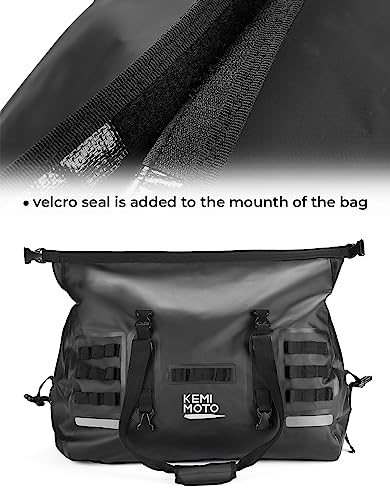 KEMIMOTO Motorcycle Dry Bag 50L, 500D PVC Waterproof Duffel Bag Motorcycle Luggage Travel Tail Bag Back Seat Rack Trunk Bag Comapatible with Touring Adventure for Motorcycle Trip Camping Rainproof