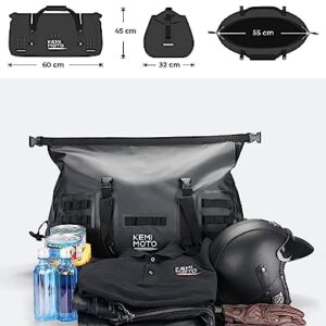 KEMIMOTO Motorcycle Dry Bag 50L, 500D PVC Waterproof Duffel Bag Motorcycle Luggage Travel Tail Bag Back Seat Rack Trunk Bag Comapatible with Touring Adventure for Motorcycle Trip Camping Rainproof