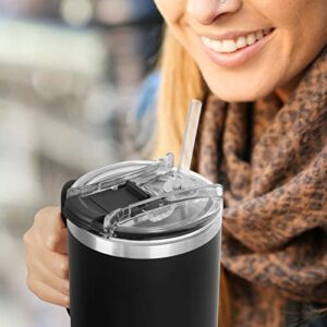 SOOZELEN 40oz Tumbler with Handle & Straw Lid, Insulated Travel Mug, Double Walled Keeps Drinks Cold & Heat for Long Time（Black）