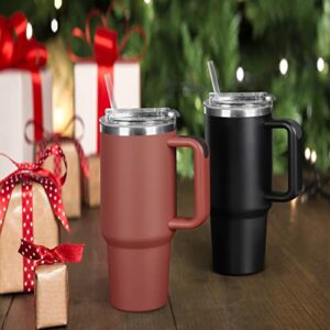 SOOZELEN 40oz Tumbler with Handle & Straw Lid, Insulated Travel Mug, Double Walled Keeps Drinks Cold & Heat for Long Time（Black）