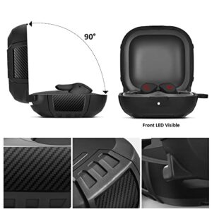 AIRSPO Beats Fit Pro Case Cover,Military Hard Shell Case for Apple Beats Fit Pro 2021 Shockproof Protective Beats Fit Pro Earbuds Case with Keychain (Black)