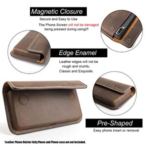 Gentlestache X-Large Leather Phone Holster for iPhone 14 Pro Max, Horizontal Cell Phone Case for Galaxy S23 Ultra S23 Plus, Phone Belt Holder with Belt Clip for Phone with Protective Case