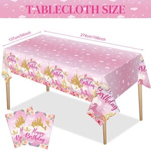 172 Pcs Princess Birthday Party Supplies Serves 24 Include Princess Castle Tablecloth Pink Princess Birthday Banner Princess Party Plates and Napkins Tableware Set for Girls Princess Theme Decorations