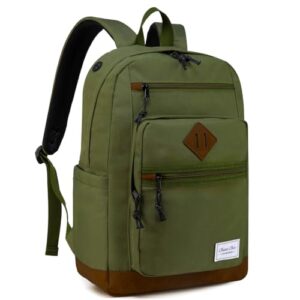 chase chic school backpack for men women,water resistant bookbag/schoolbag/daypack for teen boys girls high school,college,work,travel green