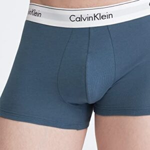 Calvin Klein Men's Modern Cotton Stretch 3-Pack Low Rise Trunk, Grey Heather, Blue Edge, Fuschia Berry, Medium
