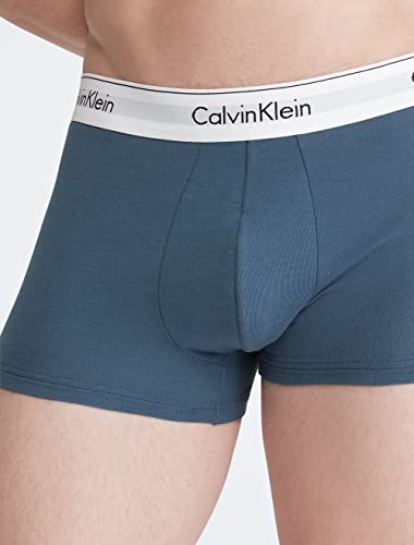 Calvin Klein Men's Modern Cotton Stretch 3-Pack Low Rise Trunk, Grey Heather, Blue Edge, Fuschia Berry, Medium