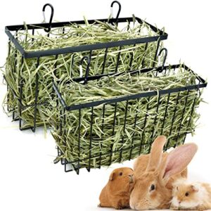 2pcs rabbit hay feeder,bunny hay feeder rack with metal frame for guinea pig chinchilla,large heavy-duty hay holder feeders for rabbits guinea pigs, small animal cage accessories