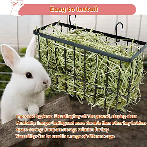 2PCS Rabbit Hay Feeder,Bunny Hay Feeder Rack with Metal Frame for Guinea Pig Chinchilla,Large Heavy-Duty Hay Holder Feeders for Rabbits Guinea Pigs, Small Animal Cage Accessories