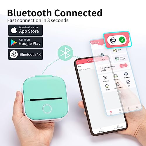 Mini Pocket Sticker Printer-T02 Sticker Maker Machine Mini Printer, Portable Smart Photo Printer for iPhone, Compatible with iOS&Android, Receipt Mobile Printer for Study, Journal, Notes