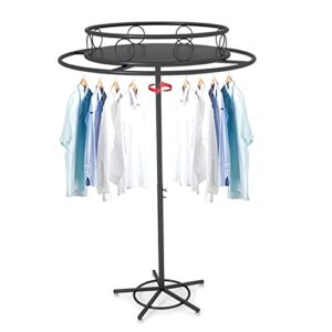 qqxx metal clothing rack with round topper,freestanding round clothes rack,rotating clothes display rack for hanging apparel,height adjustable garment rack with wheels for hanging clothes coats