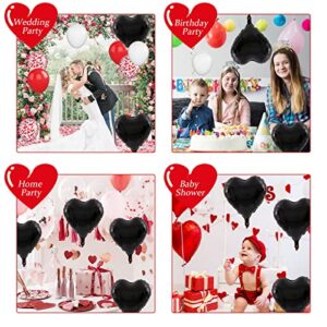 Biapian Foil Heart Balloons Black, 10PCS Black Heart Shape Balloons, Valentines Balloons 18inch Black Foil Balloon for Helium Valentine Decorations for Valentines Day, Wedding, Anniversary Decoration