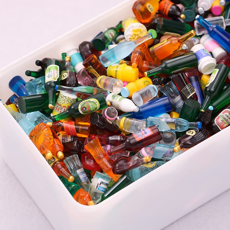 100PCS Dollhouse Miniature Drink Bottle Miniature Bottles Wine Bottles Mini House Decoration