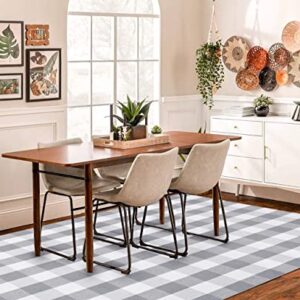 KOZYFLY Buffalo Plaid Area Rug 5 x 7 Ft Gray and White Checkered Rug Washable Outdoor Patio Rugs Cotton Rugs for Living Room Carpet for Living Room Outdoor Dining Room Bedroom Farmhouse Rug