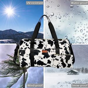 Vankor Gym Bags for Women Men Large, Waterproof Sports Gym Duffle Bag with Shoe Compartment, Cute Gym Duffel Bag, Portable Workout Weekender Overnight Weekend Hospital Tote Bag Cow Print