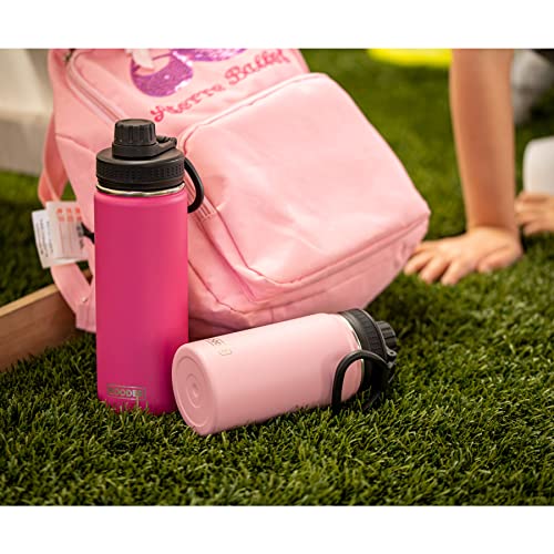 koodee Insulated Water Bottle 2 Pack-18 oz Stainless Steel Vacuum Metal Sports Water Bottle with Leakproof Spout Lid (Apple Green-Purple)