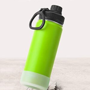 koodee Insulated Water Bottle 2 Pack-18 oz Stainless Steel Vacuum Metal Sports Water Bottle with Leakproof Spout Lid (Apple Green-Purple)