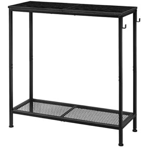 ETELI Black Console Table Small Entryway Table with Storage Shelf Narrow Sofa Side Table Industrial Hallway Table for Living Room Bedroom Foyer Entrance