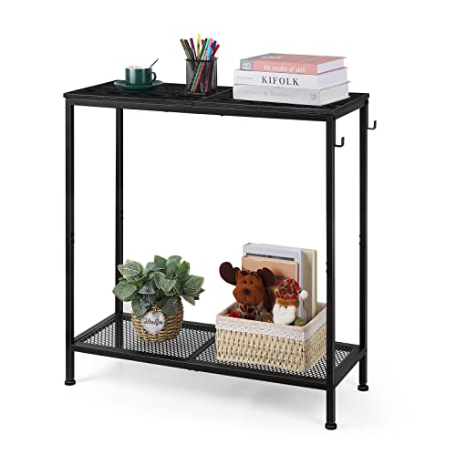 ETELI Black Console Table Small Entryway Table with Storage Shelf Narrow Sofa Side Table Industrial Hallway Table for Living Room Bedroom Foyer Entrance