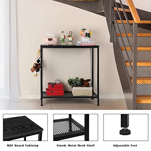 ETELI Black Console Table Small Entryway Table with Storage Shelf Narrow Sofa Side Table Industrial Hallway Table for Living Room Bedroom Foyer Entrance