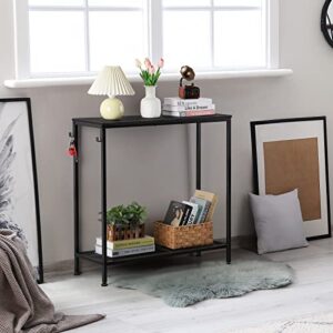 ETELI Black Console Table Small Entryway Table with Storage Shelf Narrow Sofa Side Table Industrial Hallway Table for Living Room Bedroom Foyer Entrance