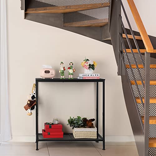 ETELI Black Console Table Small Entryway Table with Storage Shelf Narrow Sofa Side Table Industrial Hallway Table for Living Room Bedroom Foyer Entrance