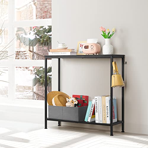 ETELI Black Console Table Small Entryway Table with Storage Shelf Narrow Sofa Side Table Industrial Hallway Table for Living Room Bedroom Foyer Entrance